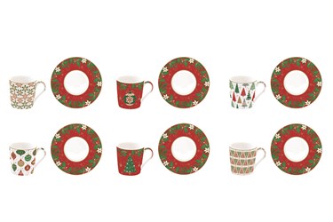 Set 6 tazzine caffè con piattini 100ml JINGLE BELLS