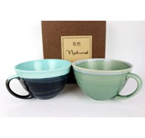 Set 2 Mug verde e nera 11,6x7 cm