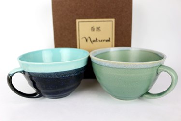 Set 2 Mug verde e nera 11,6x7 cm